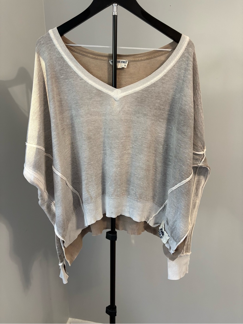 Free People We The Free Gibson V-Neck Pullover Sweater Petrified Wood Boho M - Picture 10 of 10